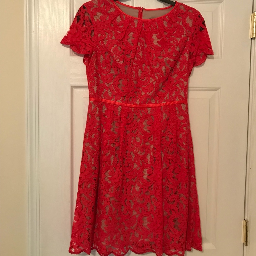 Coral Lace Adrianna Papell Dress